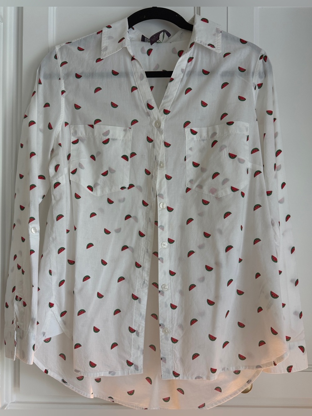 Gloria Vanderbilt Long Sleeve Button Down Blouse with Watermelon Print Size S